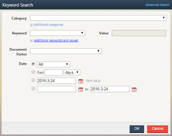 Screenshot of the Keyword Search Wizard